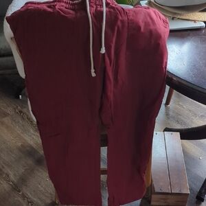 Women's 100% Cotton Red Casual Pants